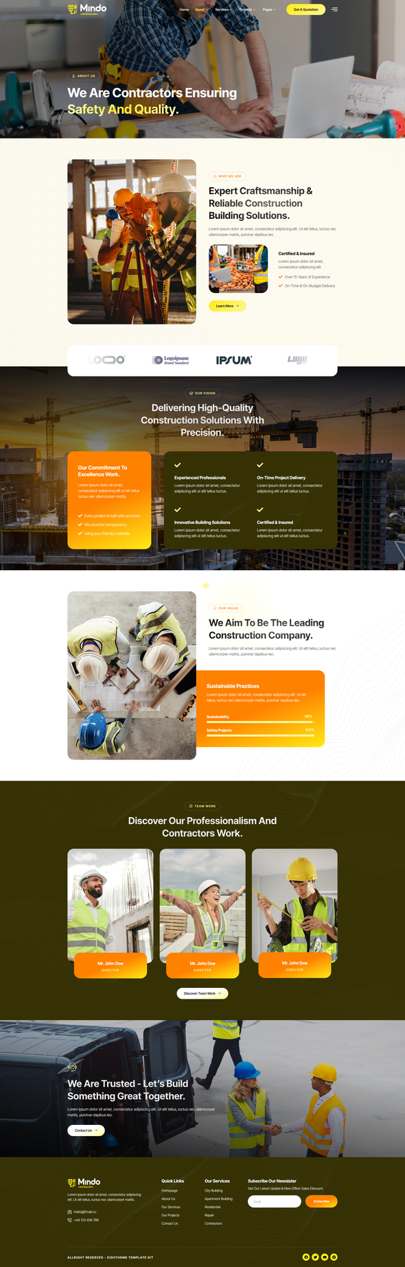 Mindo - Contractor & Construction Building Elementor Template Kit