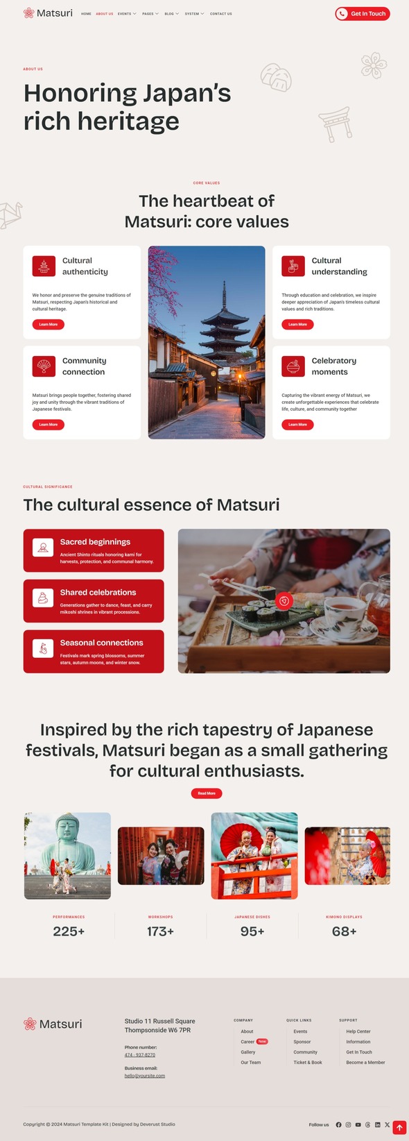 Matsuri - Japanese Culture Day Elementor Template Kit