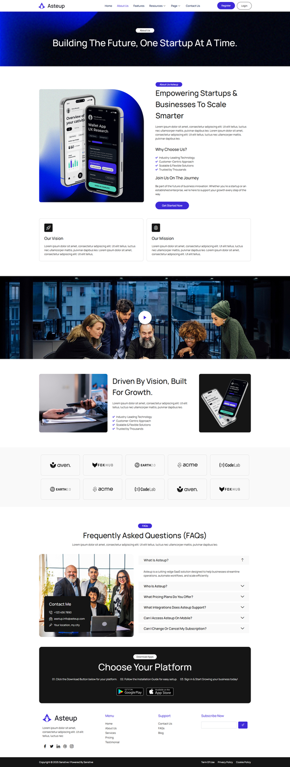 Asteup - SaaS & Tech Startup Elementor Template Kit