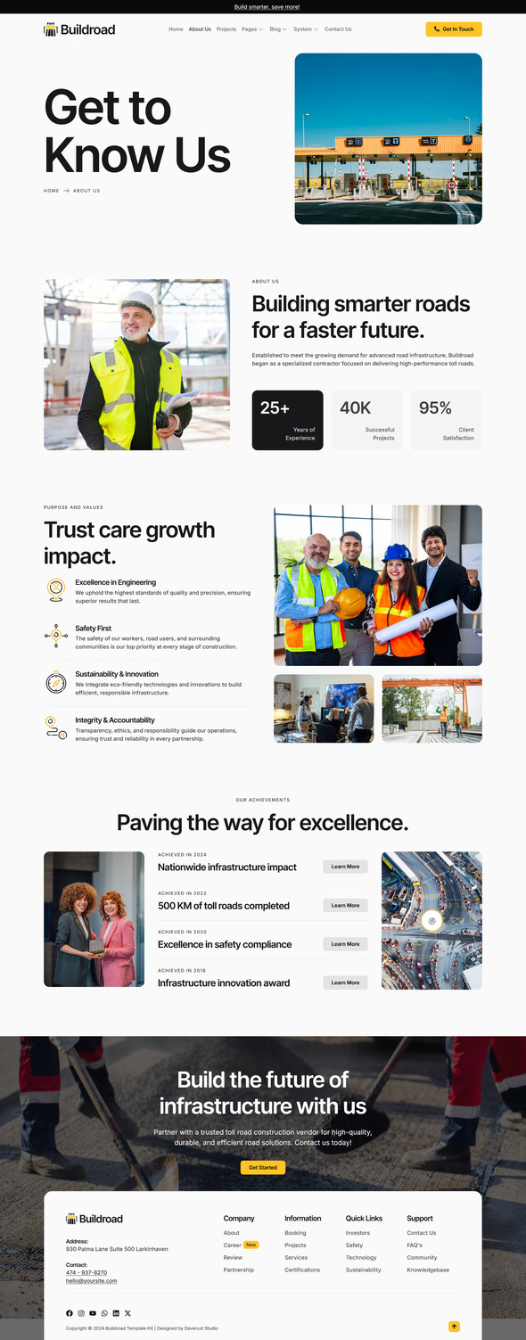 Buildroad - Urban Planning & Toll Contractor Elementor Template Kit