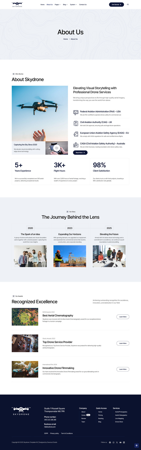 Skydrone - Drone Aerial Video & Photography Elementor Template Kit