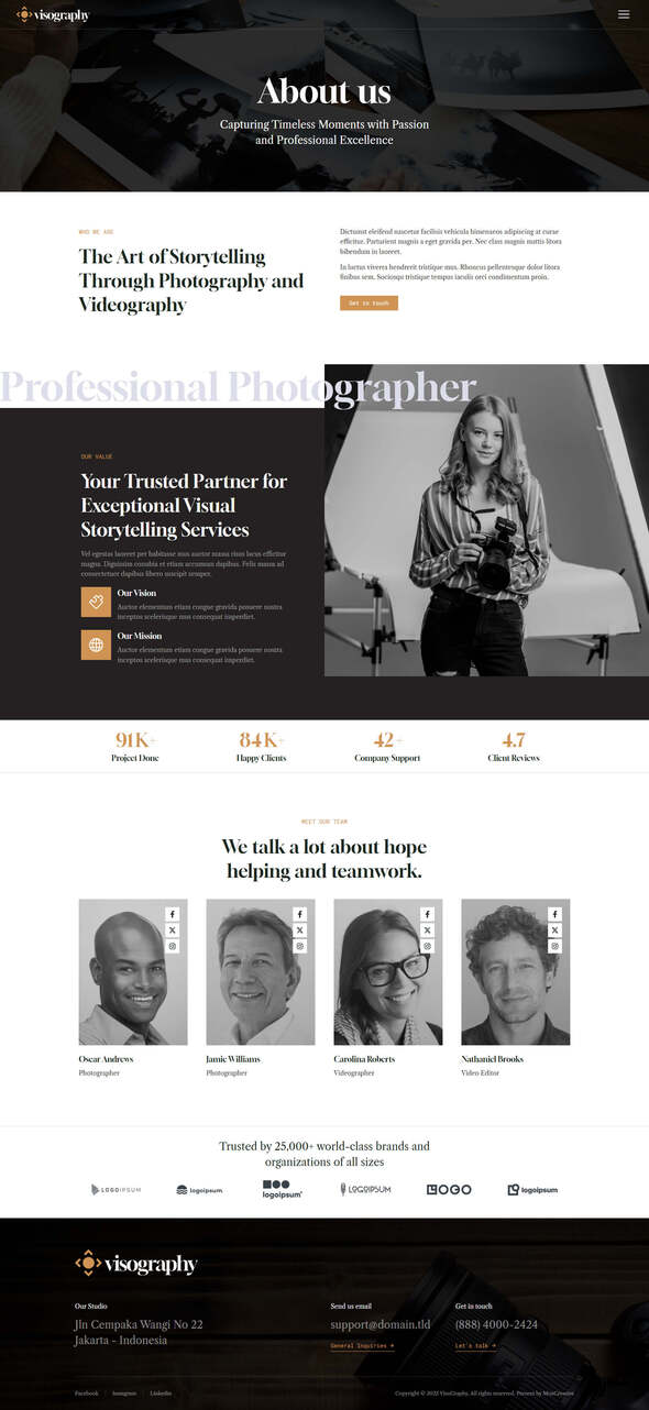 Visography - Photography & Portfolio Elementor Template Kit
