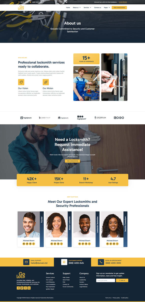 GoLock - Locksmith & Key Maker Service Elementor Pro Template Kit