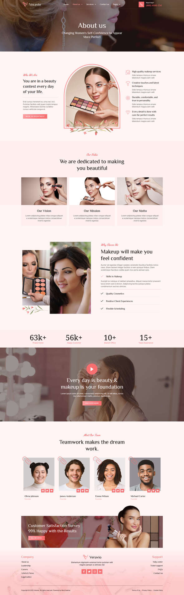 Veravio - Makeup Artist & Hair Stylist Elementor Template Kit listing image