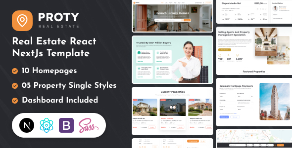 Proty - Real Estate React Nextjs Template product preview