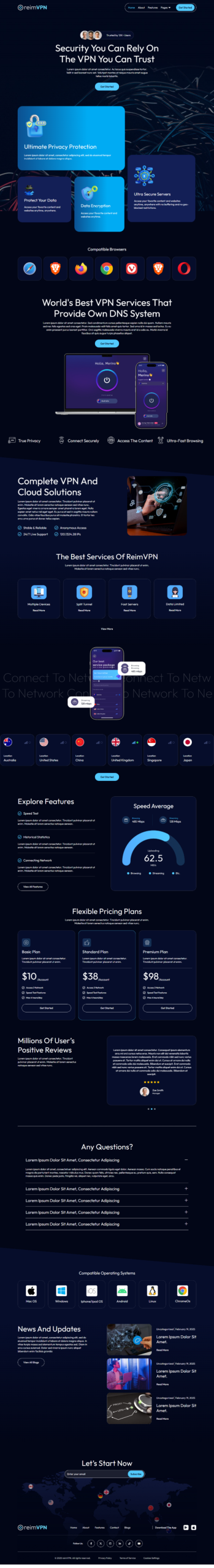 Reimvpn - Proxy & VPN Services Elementor Template Kit