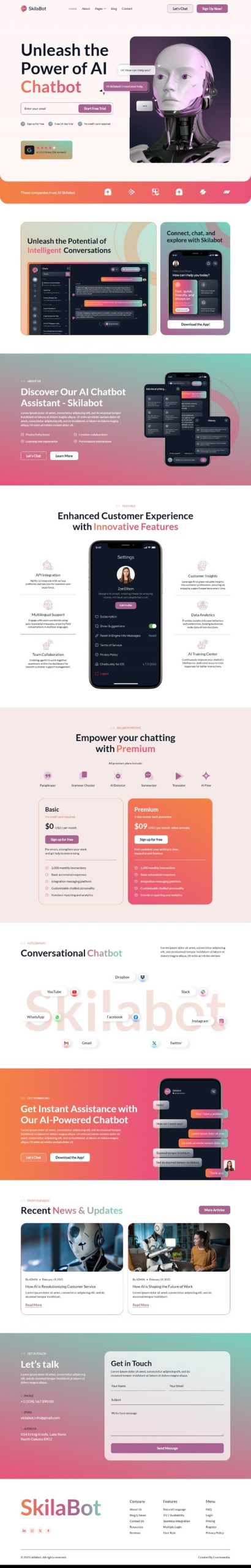 Skilabot - AI Chatbot Service Elementor Template Kit