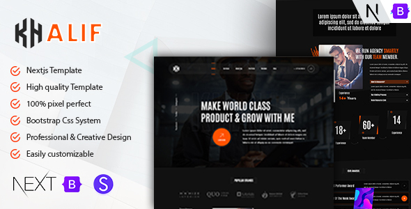 Khalif - Creative, Personal Portfolio, Bootstrap + React + Next JS Template