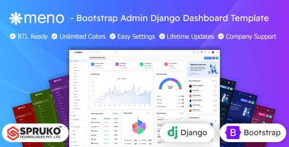 Meno - Bootstrap Admin Django Dashboard Template product preview