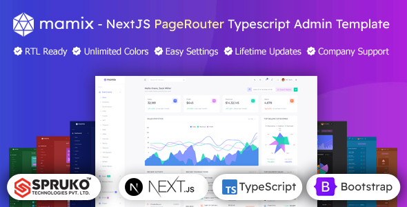 Mamix - Nextjs Typescript React Bootstrap Admin Page router Dash board Template