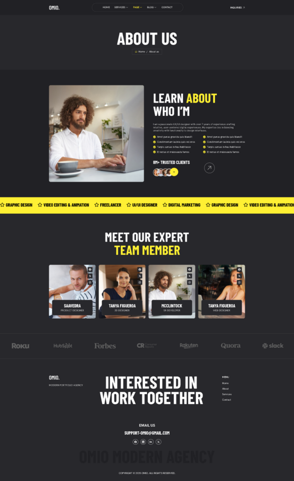 Omio - Modern Personal Portfolio Elementor Template Kit