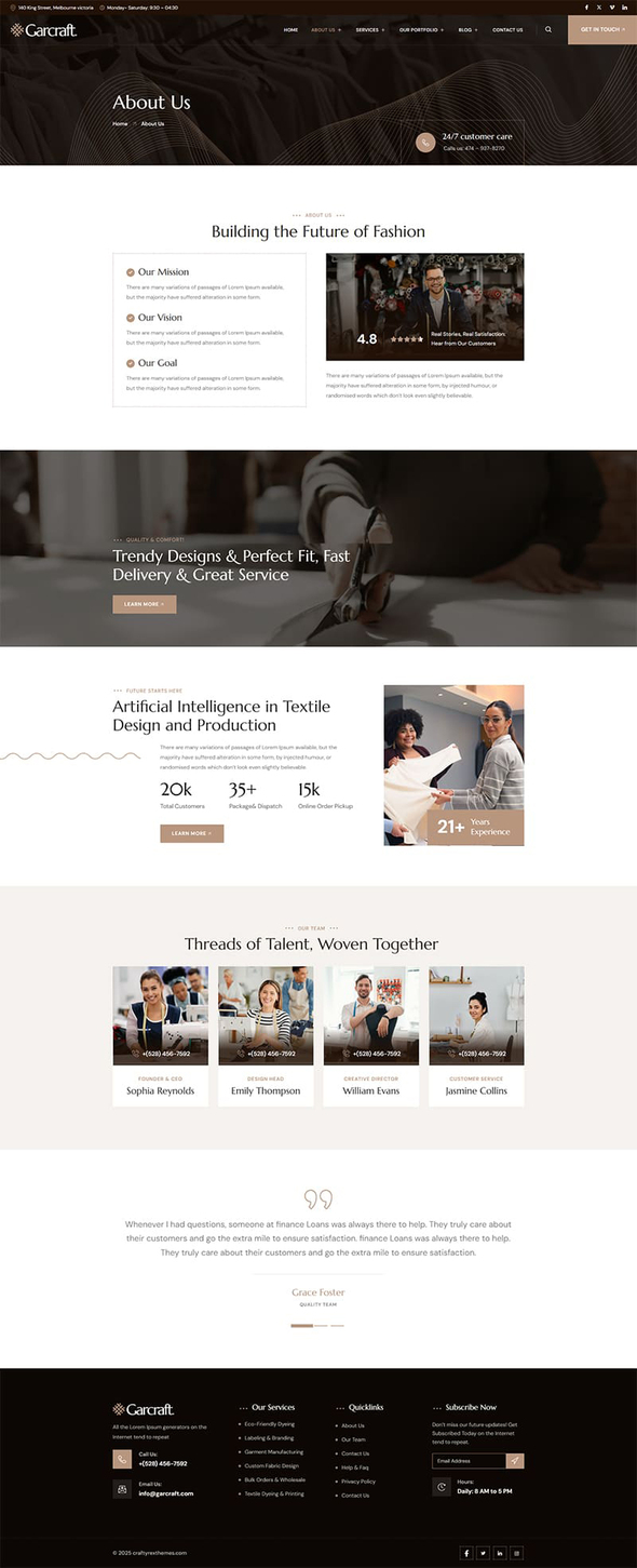Garcraft - Textile & Garment Industry Elementor Template Kit
