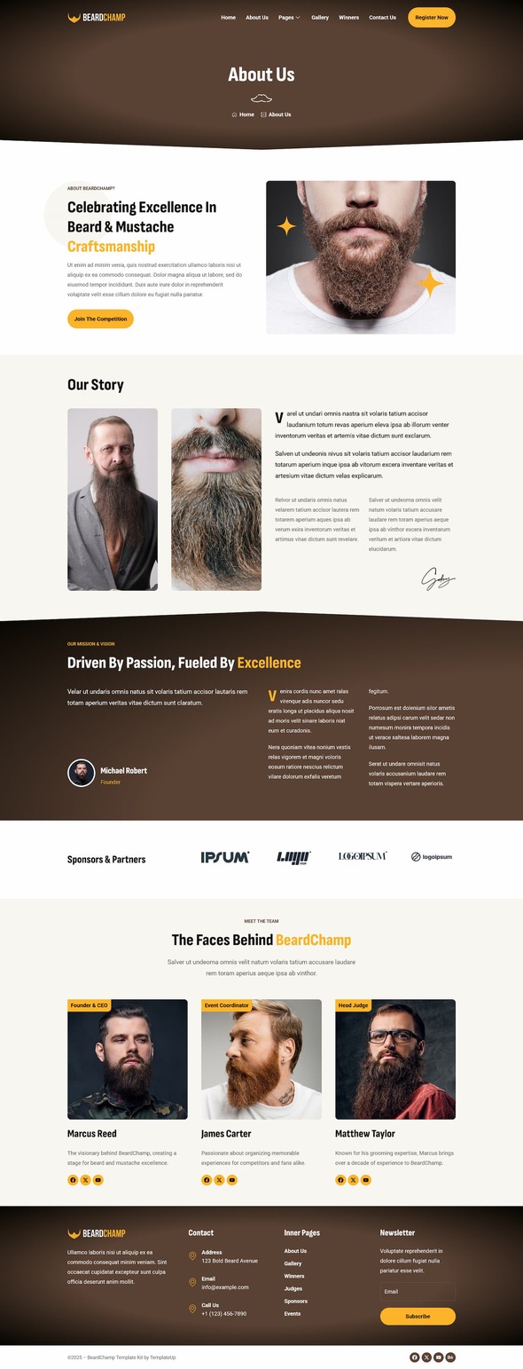 BeardChamp - Beard & Mustache Competition Elementor Template Kit