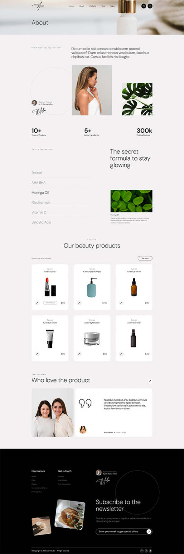 Auren - Beauty Product Elementor Template Kit