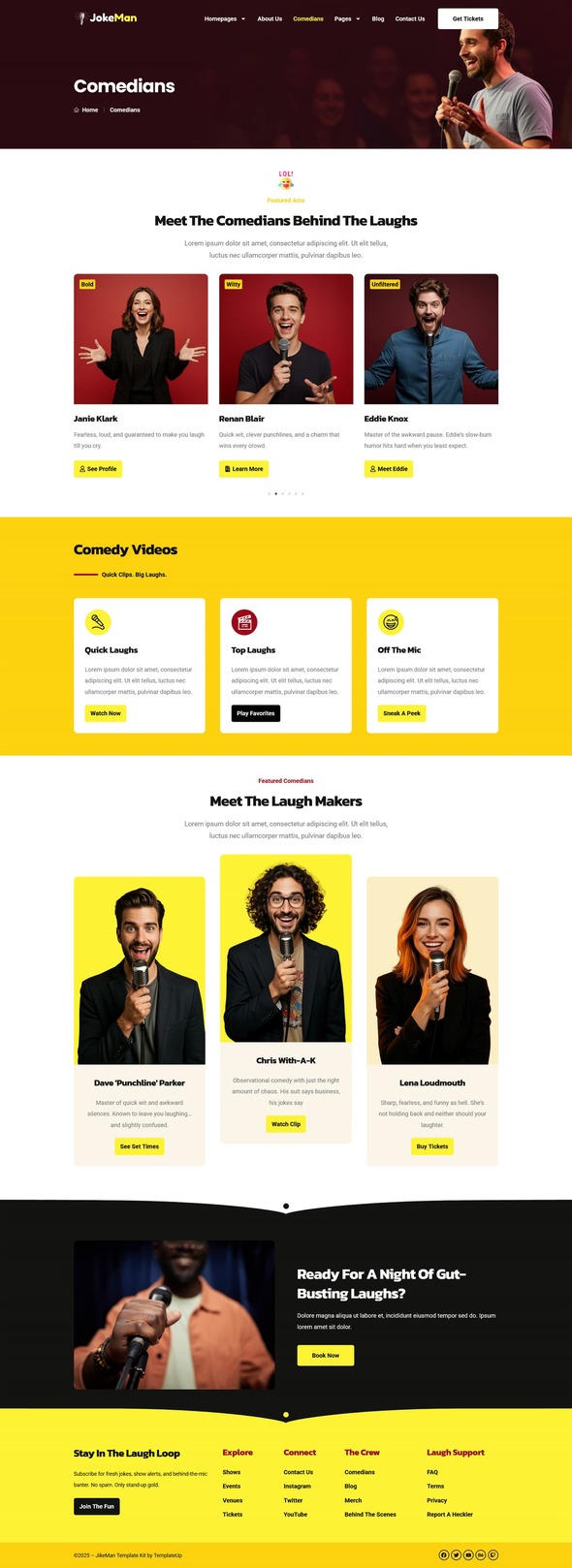 JokeMan - Stand-Up Comedy Elementor Pro Template Kit