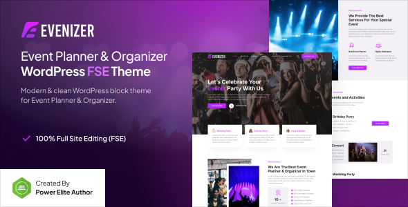 Evenizer – Event Planner & Organizer Gutenverse FSE WordPress Block Theme
