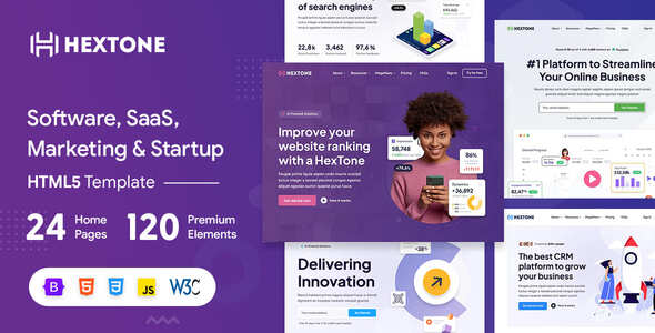 HexTone - Software, SaaS & Startup Premium HTML5 Template