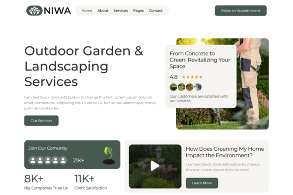 Niwa - Garden & Landscaping Services Elementor Pro Template Kit