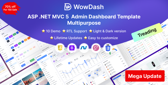 Product preview supplied for WowDash - ASP .NET MVC 5 - Tailwind CSS - Admin Dashboard Template