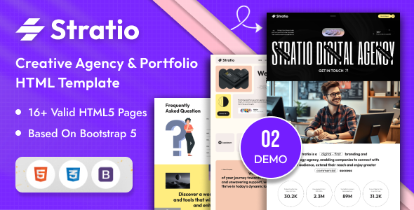 Product preview supplied for Stratio – Creative Agency & Portfolio HTML Template