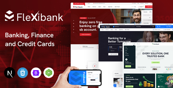Preview image for FlexiBank - Banking and Finance React Next Js Template