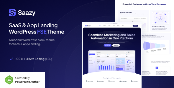Saazy - SaaS & App Landing Page Gutenverse FSE WordPress Block Theme
