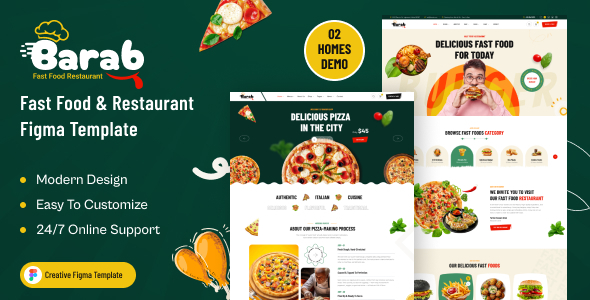 Barab – Fast Food & Restaurant Figma Template