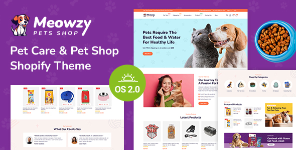 Meowzy - Pets Food and Accessories Store Shopify 2.0 Responsive Theme