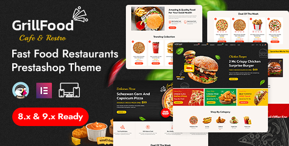 Preview image for GrillFood - Online Pizza and Fast Food Store PrestaShop Responsive Theme