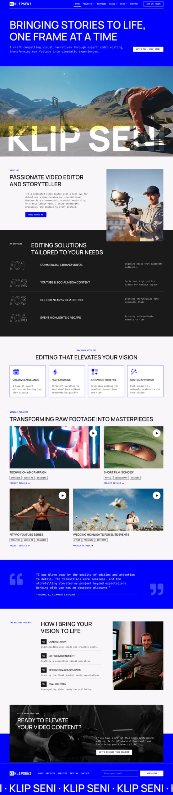 KlipSeni - Personal CV Video Editor Elementor Pro Template Kit