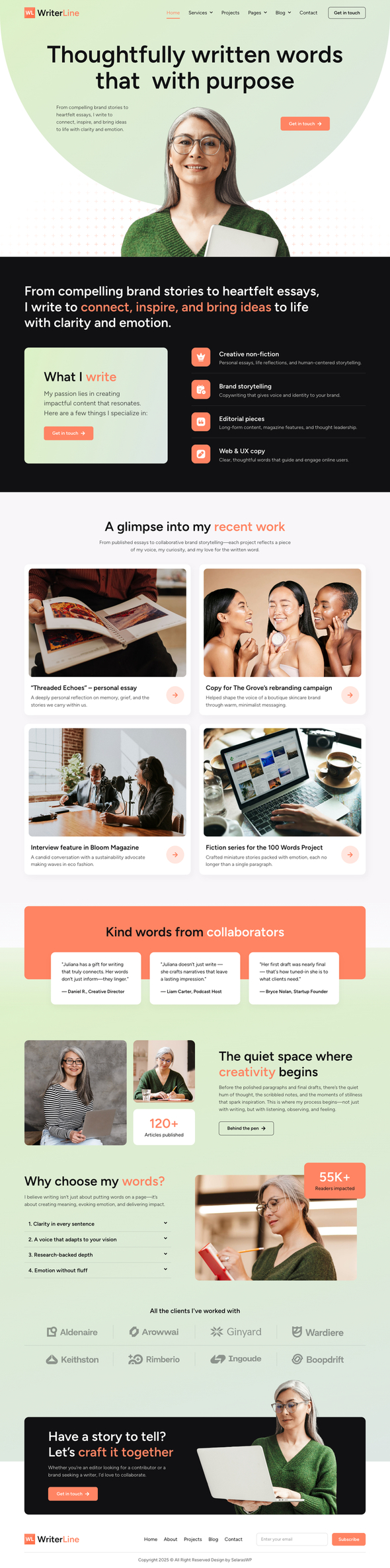 WriterLine - Writer Portfolio Elementor Pro Template Kit
