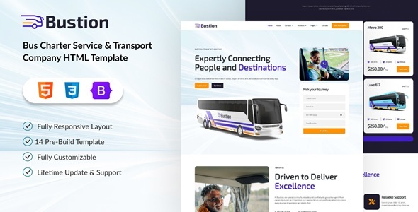 Bustion - Bus Charter Service & Transport Company HTML Template