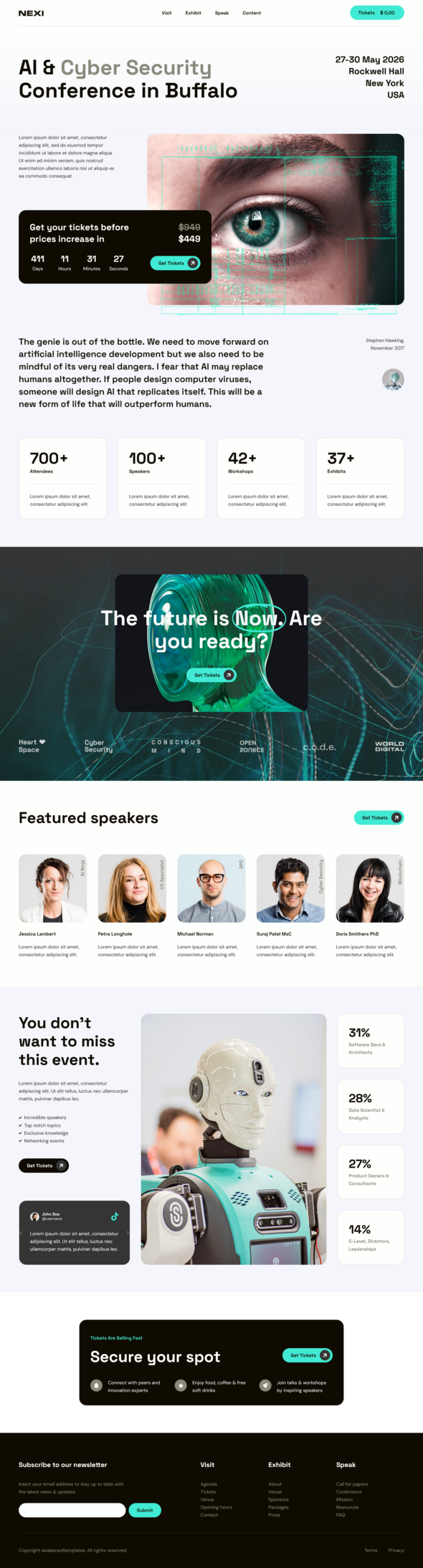 Nexi - AI & Cyber Security Event Conference Elementor Pro Template Kit