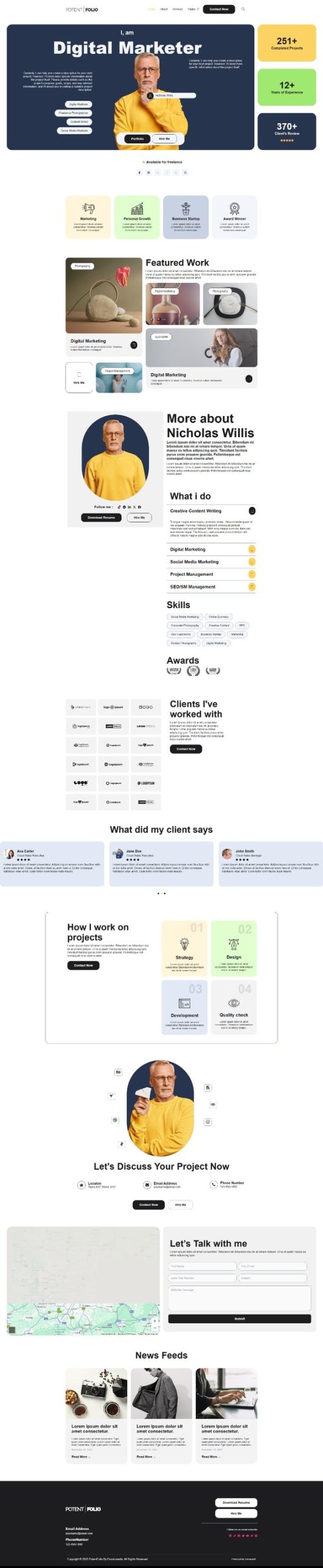 Product preview supplied for PotentFolio – Digital Marketer Portfolio Elementor Template Kit