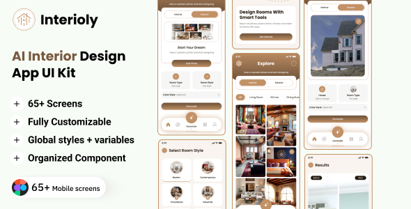 Interioly - AI Interior Design App UI Kit Figma Template