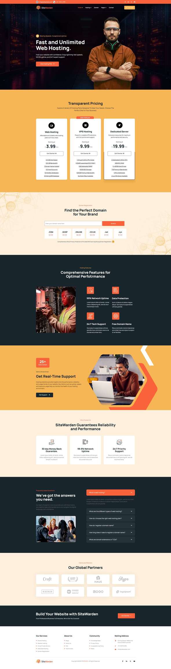 SiteWarden - Web Hosting Elementor Template Kit
