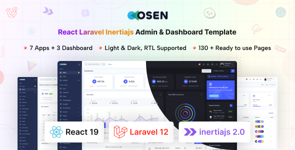 Osen - React 19 + Laravel 12 & Inertia.js 2.0 Admin Dashboard Template product preview