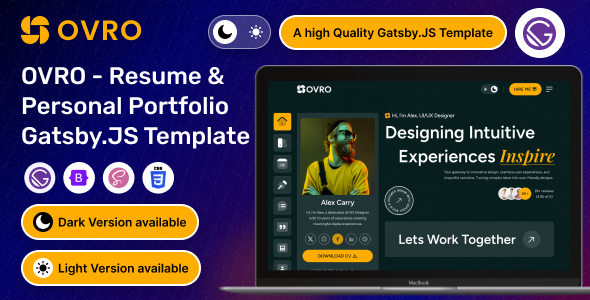 Ovro - Gatsby.JS Resume & Personal Portfolio Template
