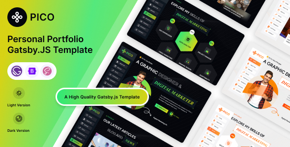 Pico - Gatsby.JS Personal Portfolio Template product preview