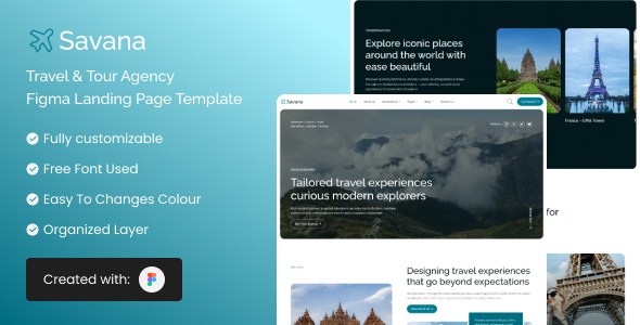 Savana - Travel & Tour Agency Figma Landing Page Template