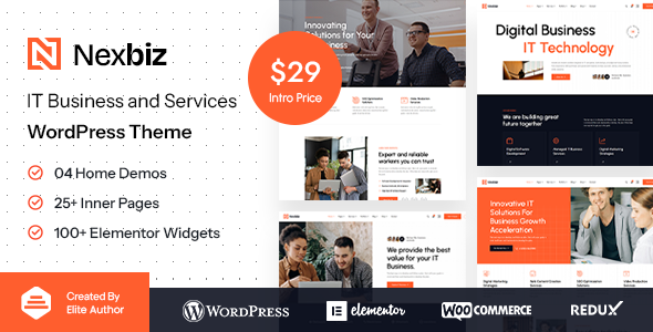 Product preview supplied for Nexbiz - IT Business and Services WordPress Theme