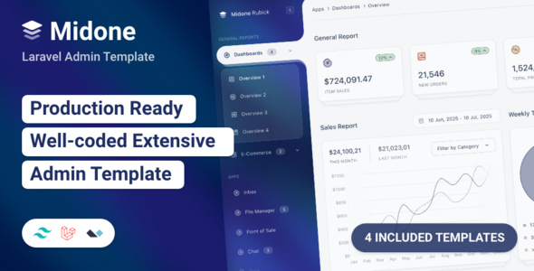 Midone - Laravel & AlpineJs, Tailwind Admin Dashboard Template