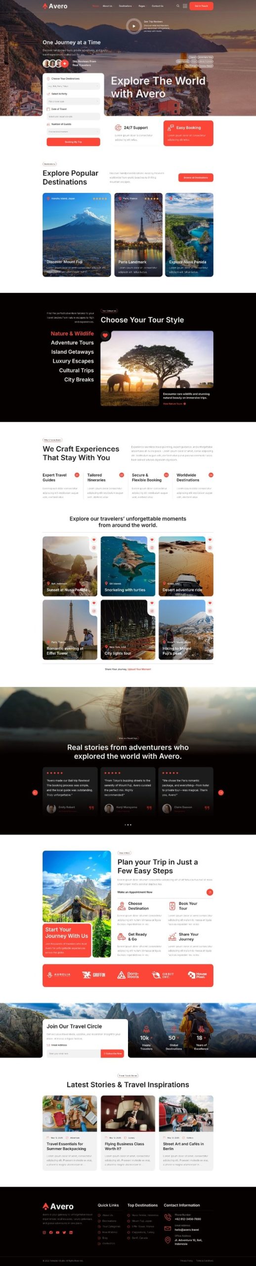 Avero - Travel & Tour Agency Elementor Template Kits
