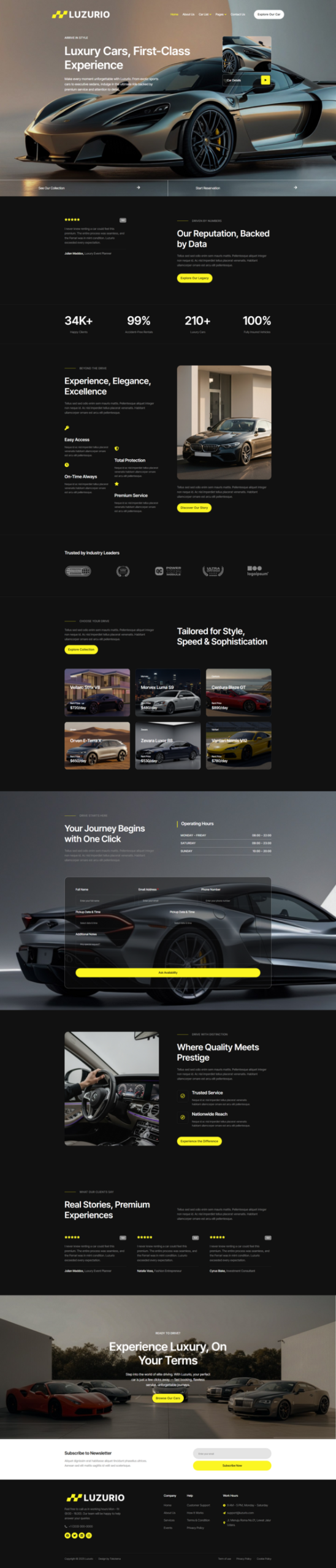 Luzurio - Luxury Car Rental Elementor Template Kit product preview