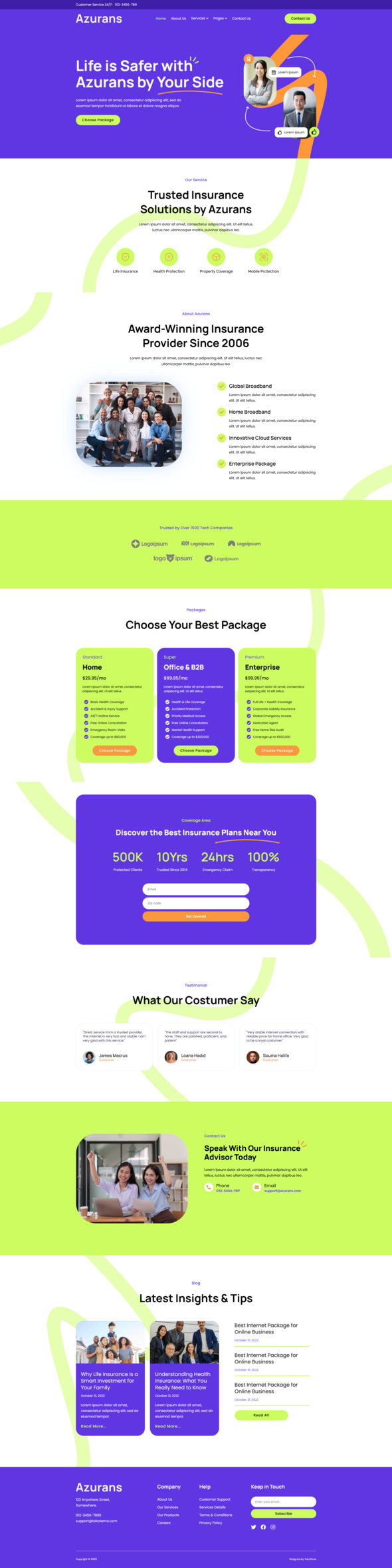 Azurans - Insurance Company Elementor Template Kit