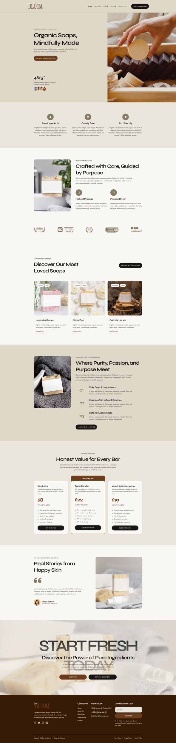 TerraBloom - Organic Handmade Soap Elementor Template Kit