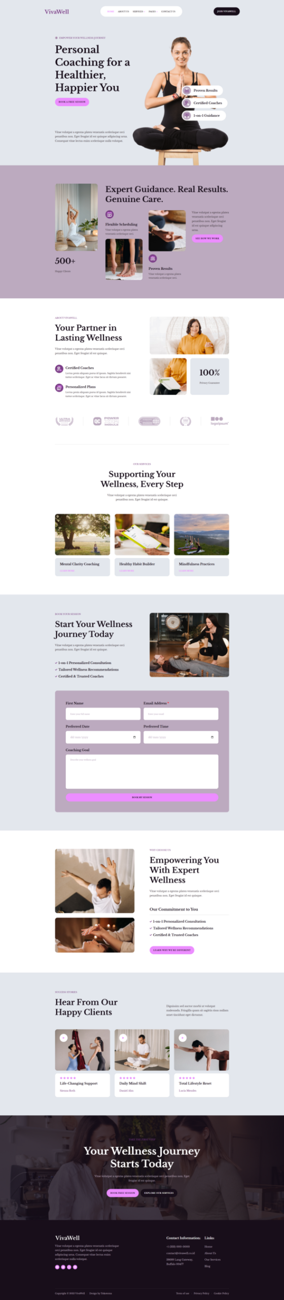 VivaWell - Wellness Coaching Elementor Template Kit
