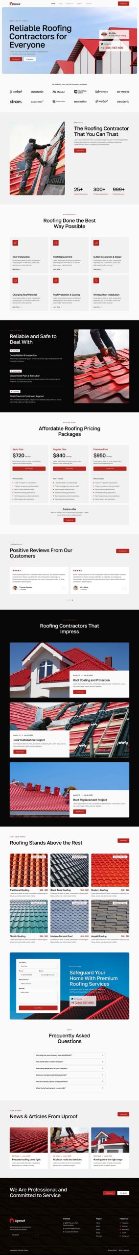 Uproof - Roofing Services & Company Elementor Template Kit