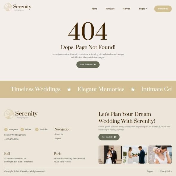 Serenity - Wedding Organizer Elementor Template Kit