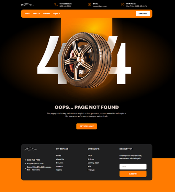 Product preview supplied for Waru - Car Repair & Auto Service Elementor Template Kit